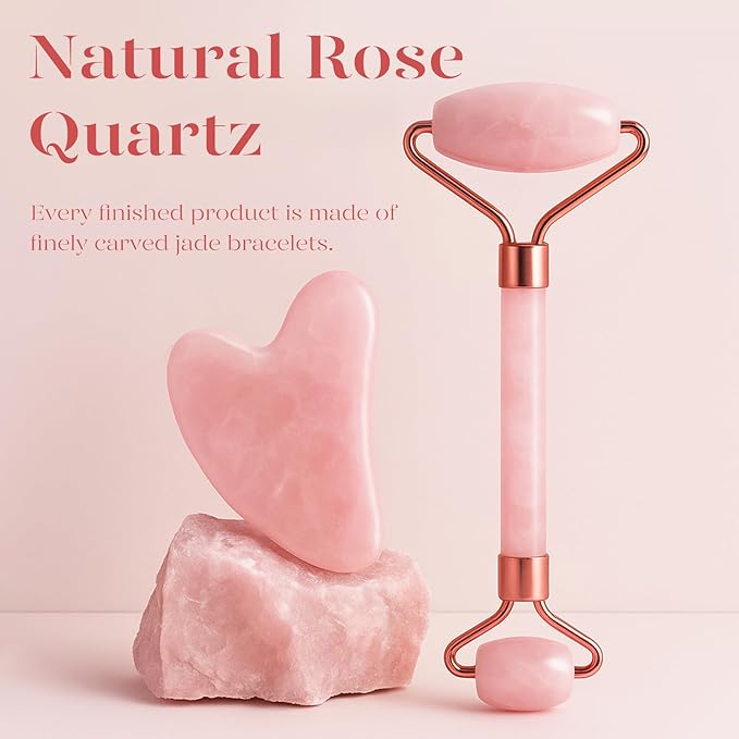 BAIMEI Rose Quartz Gua Sha & Jade Roller