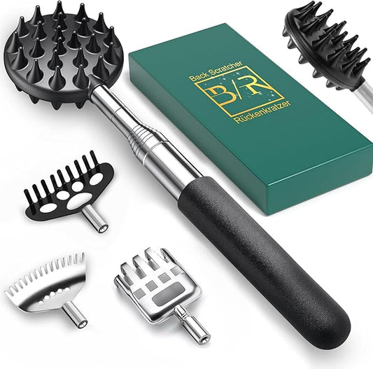 Extendable Back Scratcher with 4 Detachable Heads