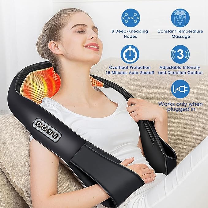 4D Shiatsu Neck & Shoulder Massager with Heat