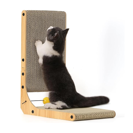 FUKUMARU L-Shaped Cat Scratching Board with Ball Toy